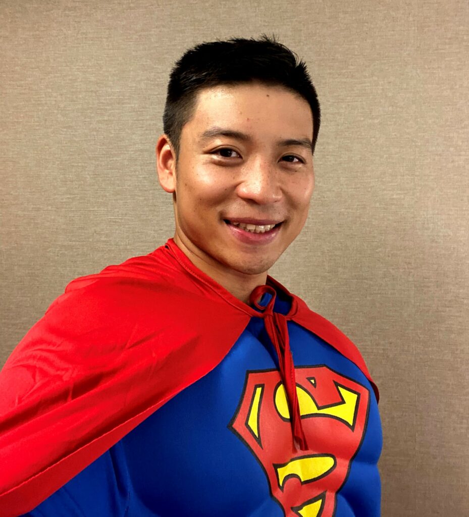 Luke Zhang in a Superman costume
